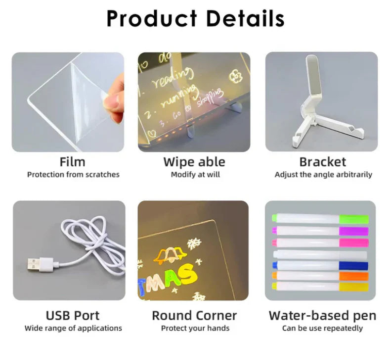 3D Acrylic Writing Pad with Color Markers