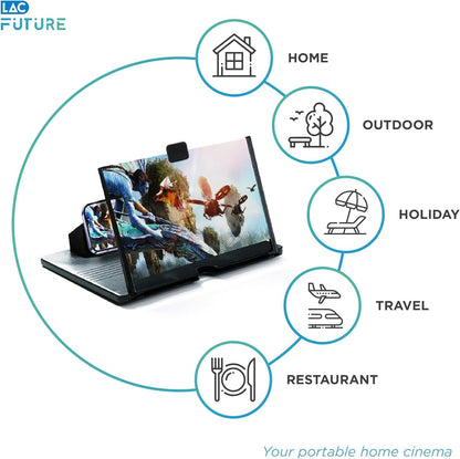 3D HD Screen Magnifier & Phone Holder – Screen Expander and Amplifier for All Smartphones with Eye Protection